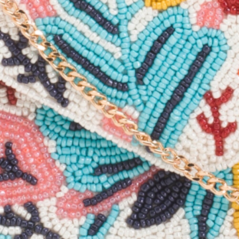 NATASHA Beaded Tropical Leaf Envelope Bag - Picture 5 of 5